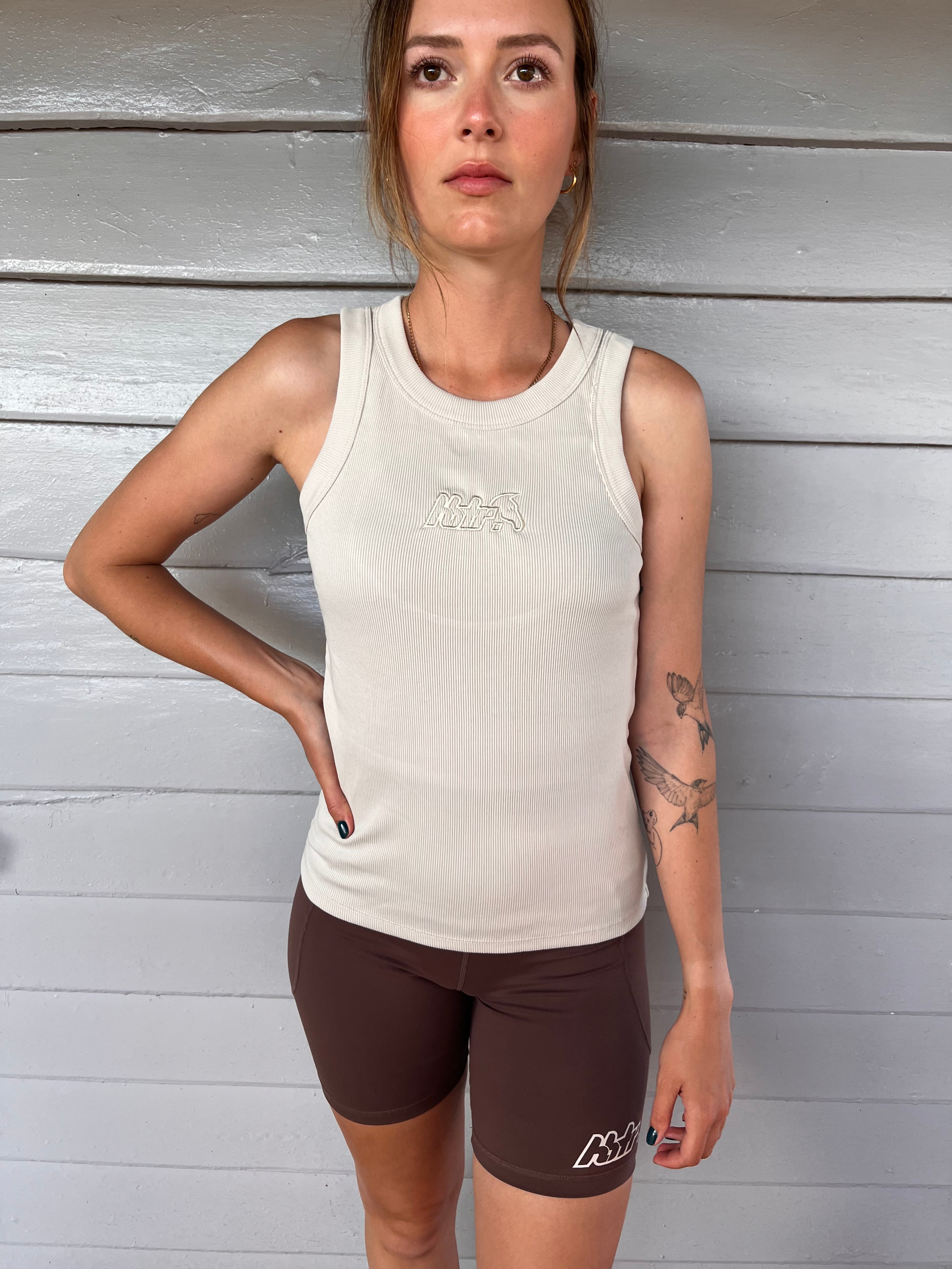 Womens Embroidered Logo Rib Tank Top
