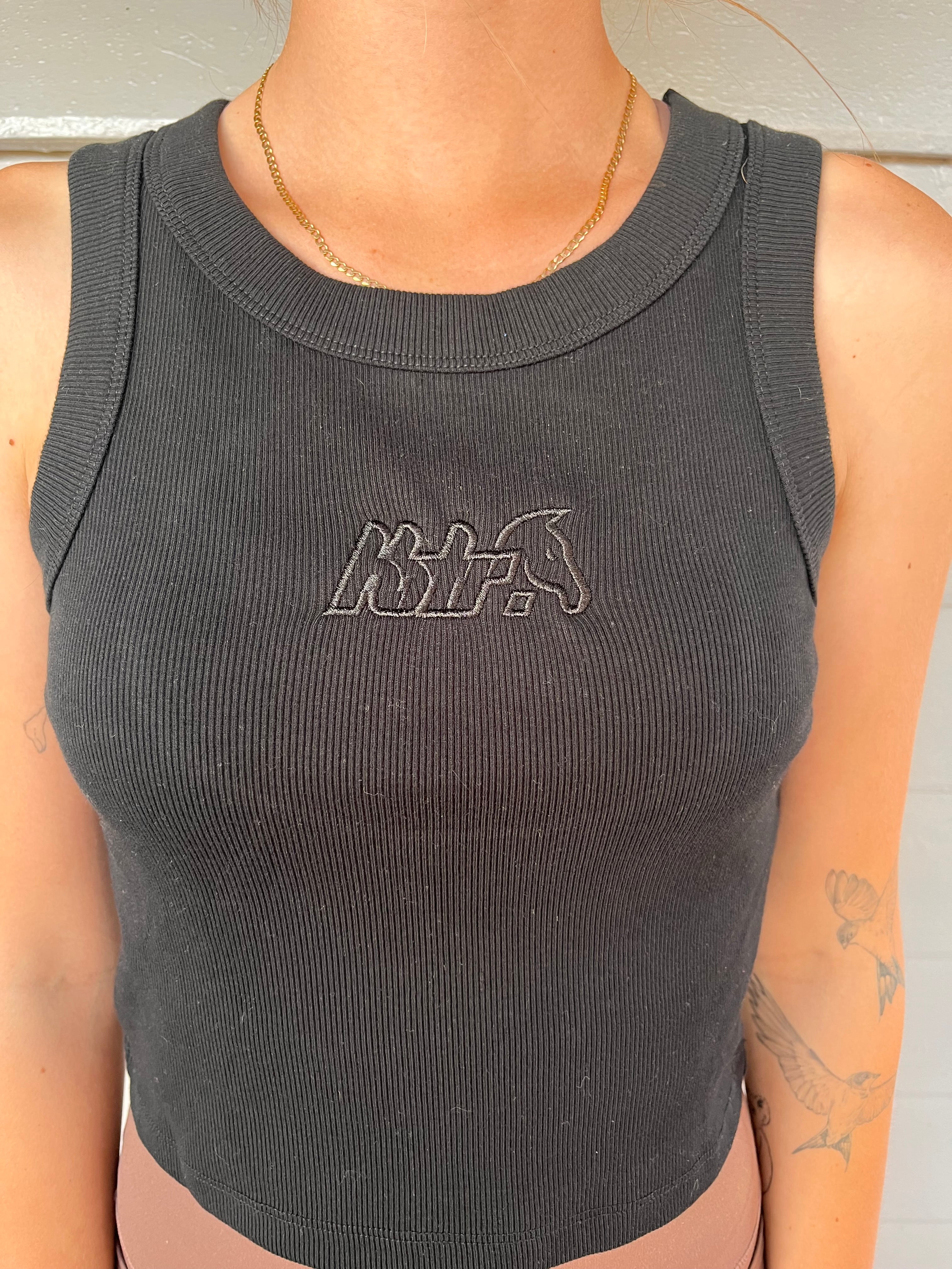 Womens Embroidered Logo Rib Tank Top