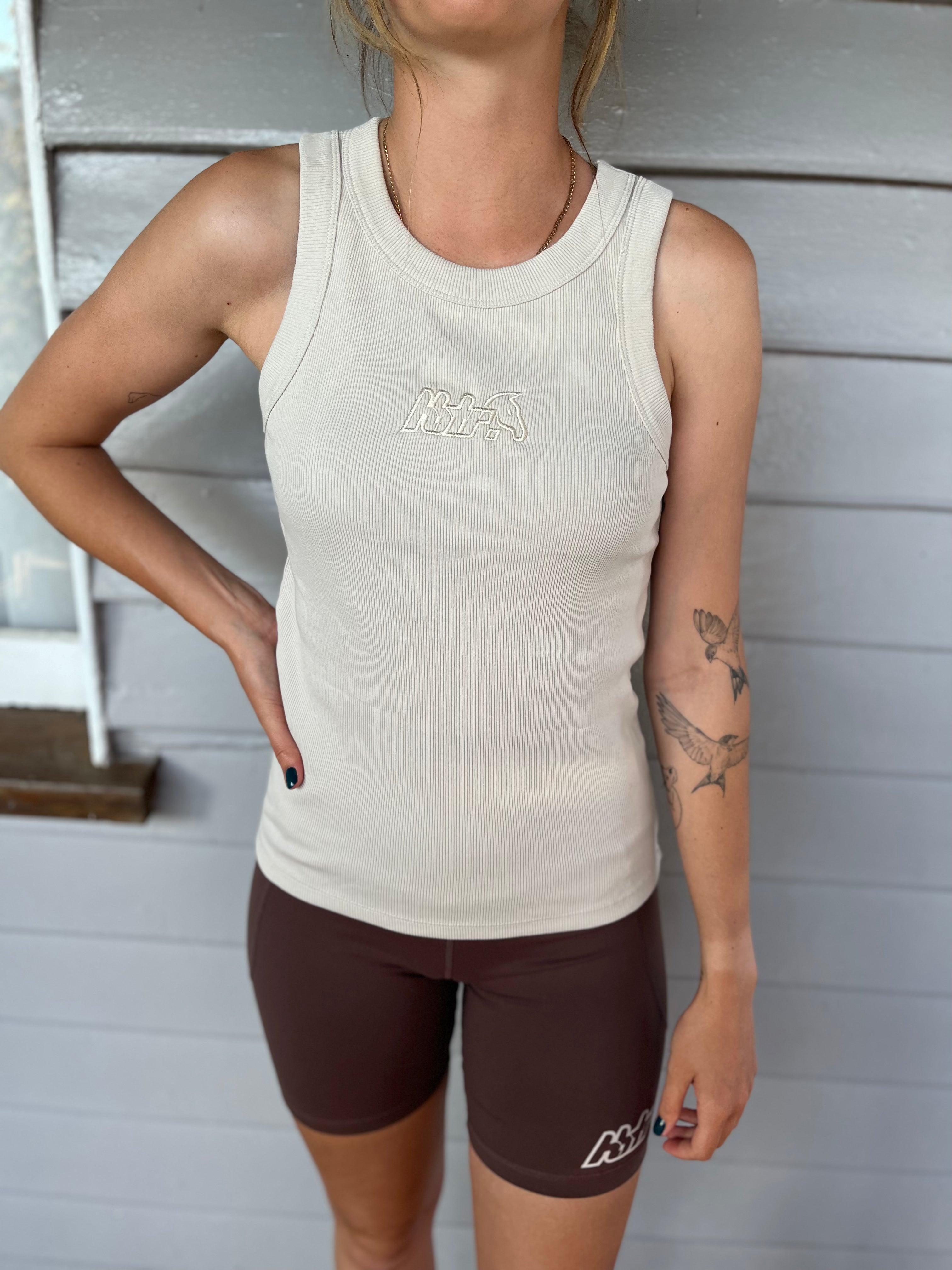 Womens Embroidered Logo Rib Tank Top