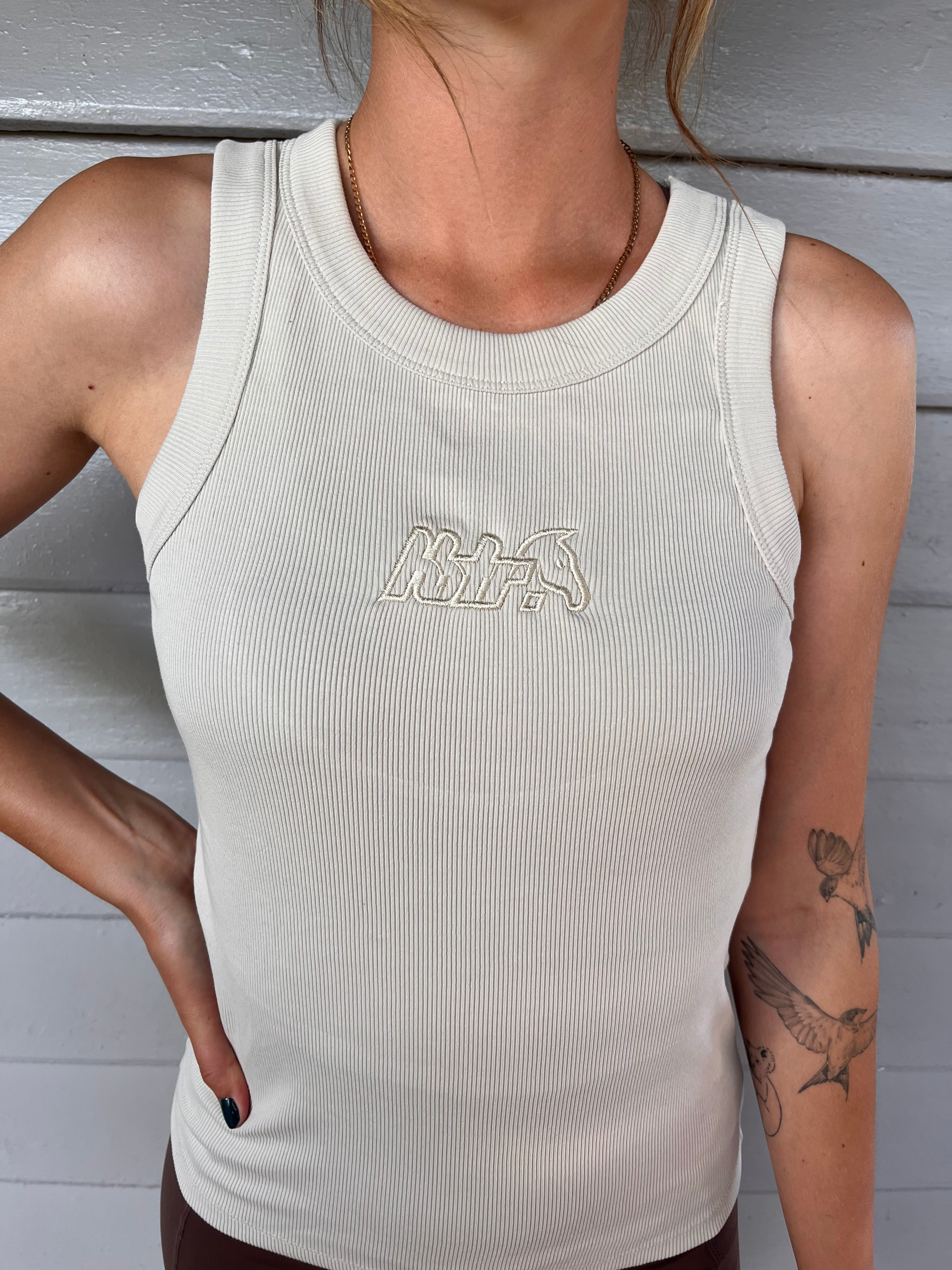Womens Embroidered Logo Rib Tank Top